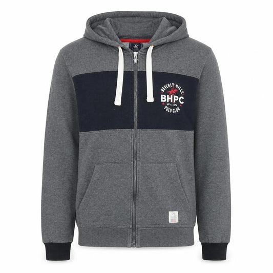 Front view of Beverly Hills Polo Club Men's Grey Hoodie, L