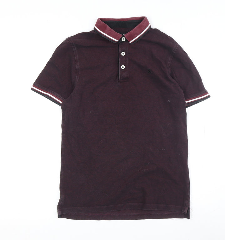 Jack & Jones Men's Red Polo, Medium, Short Sleeve, Cotton