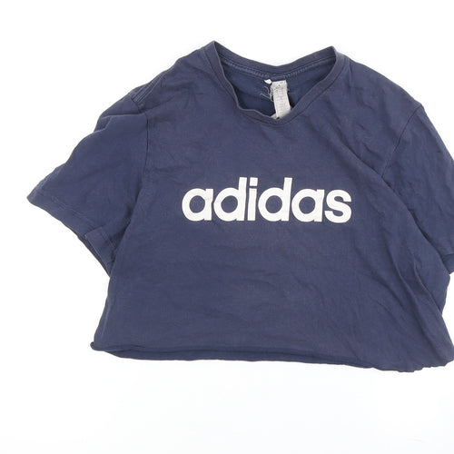 Adidas Unisex Blue Crew Neck Logo T-Shirt M
