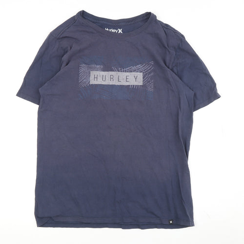 Hurley Men's Blue Crew Neck Logo T-Shirt M