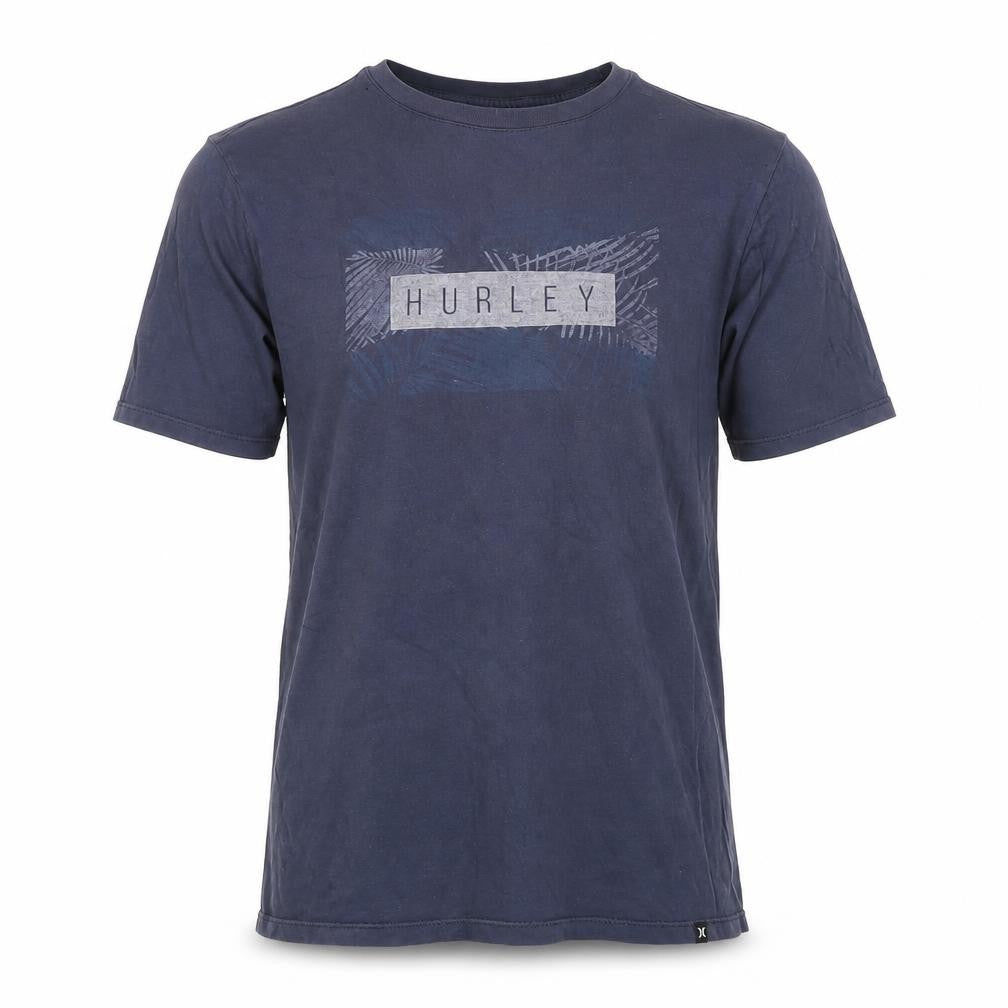 Front view of Hurley Men's Blue Crew Neck Logo T-Shirt M