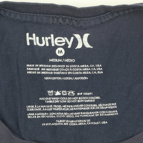 Hurley Men's Blue Crew Neck Logo T-Shirt M
