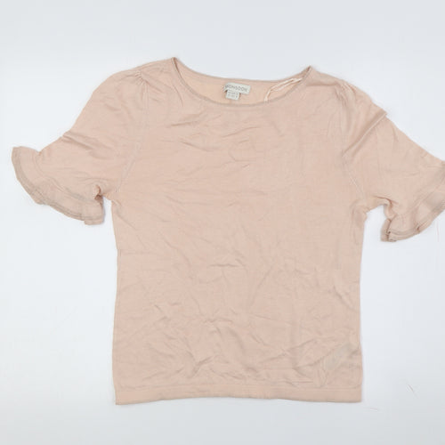 Monsoon Women's Beige T-Shirt Size 12 with Flared Sleeves