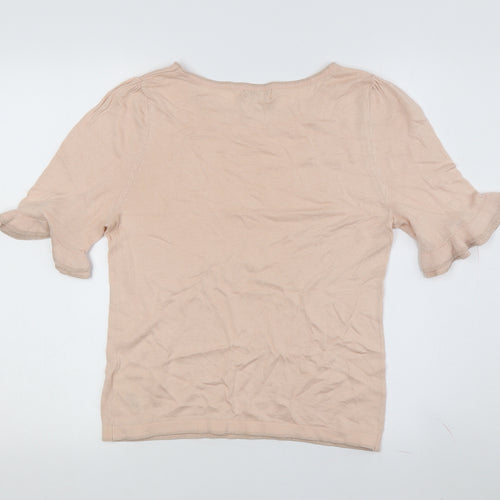 Monsoon Women's Beige T-Shirt Size 12 with Flared Sleeves
