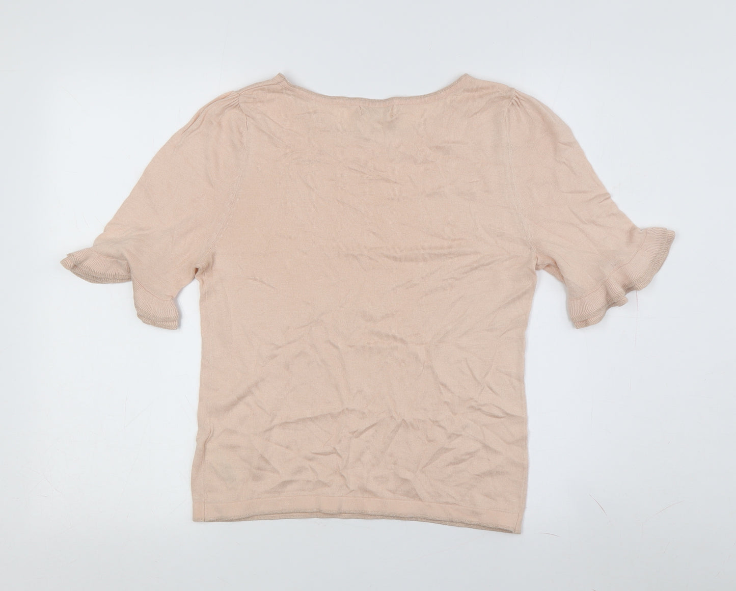 Monsoon Women's Beige T-Shirt Size 12 with Flared Sleeves