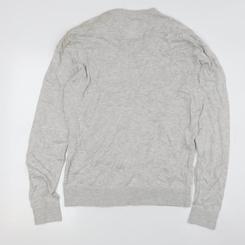 Hollister Men's Grey V-Neck Pullover Jumper M