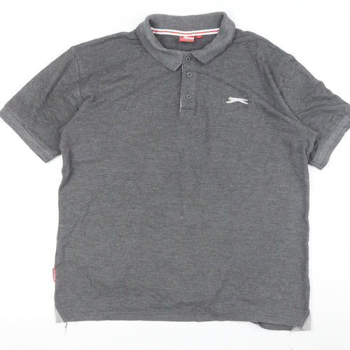 Slazenger Men's Grey Polo Shirt Regular Fit Size L