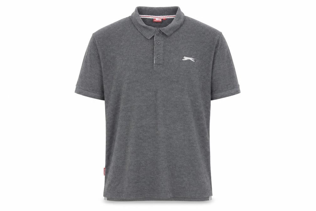 Front view of Slazenger Men's Grey Polo Shirt Regular Fit, size L