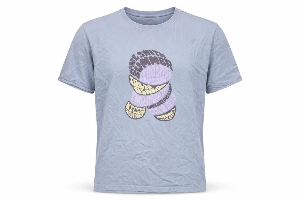 Front view of Paul Smith Men's Blue Graphic T-Shirt, M