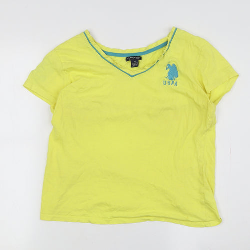 U.S. Polo Assn. Women's Yellow V-Neck T-Shirt M