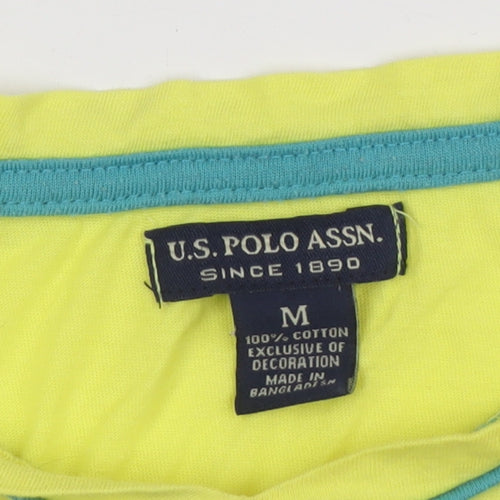 U.S. Polo Assn. Women's Yellow V-Neck T-Shirt M