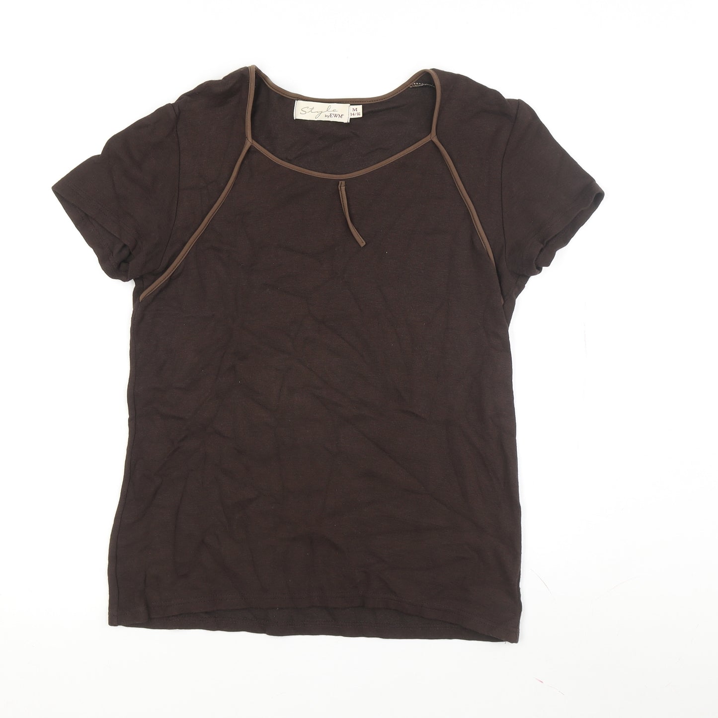 Style by EWM Women's Brown M Basic T-Shirt