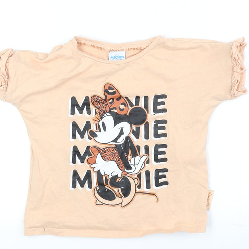 Disney Girls Beige Minnie Mouse Graphic T-Shirt, 4-5 Years