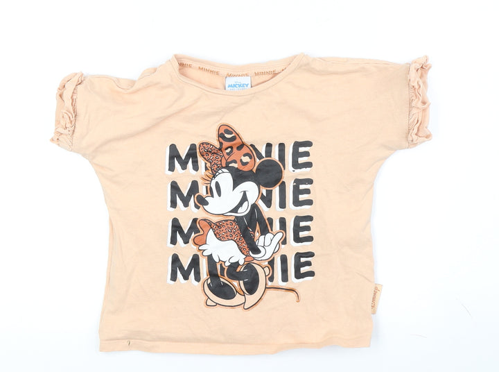 Disney Girls Beige Minnie Mouse Graphic T-Shirt, 4-5 Years