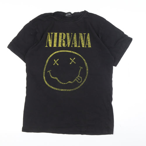 Orijin Men's Black Nirvana Graphic T-Shirt, M