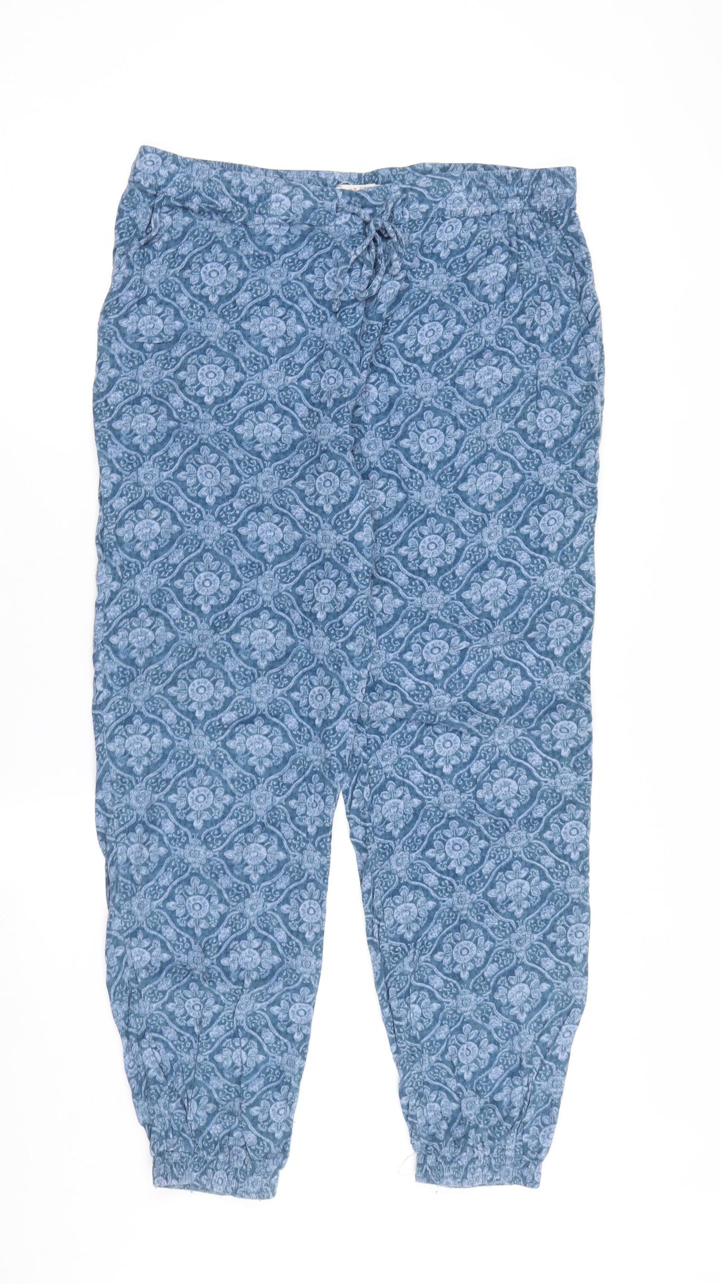 Fat Face Women's Blue Floral Jogger Trousers Size 10