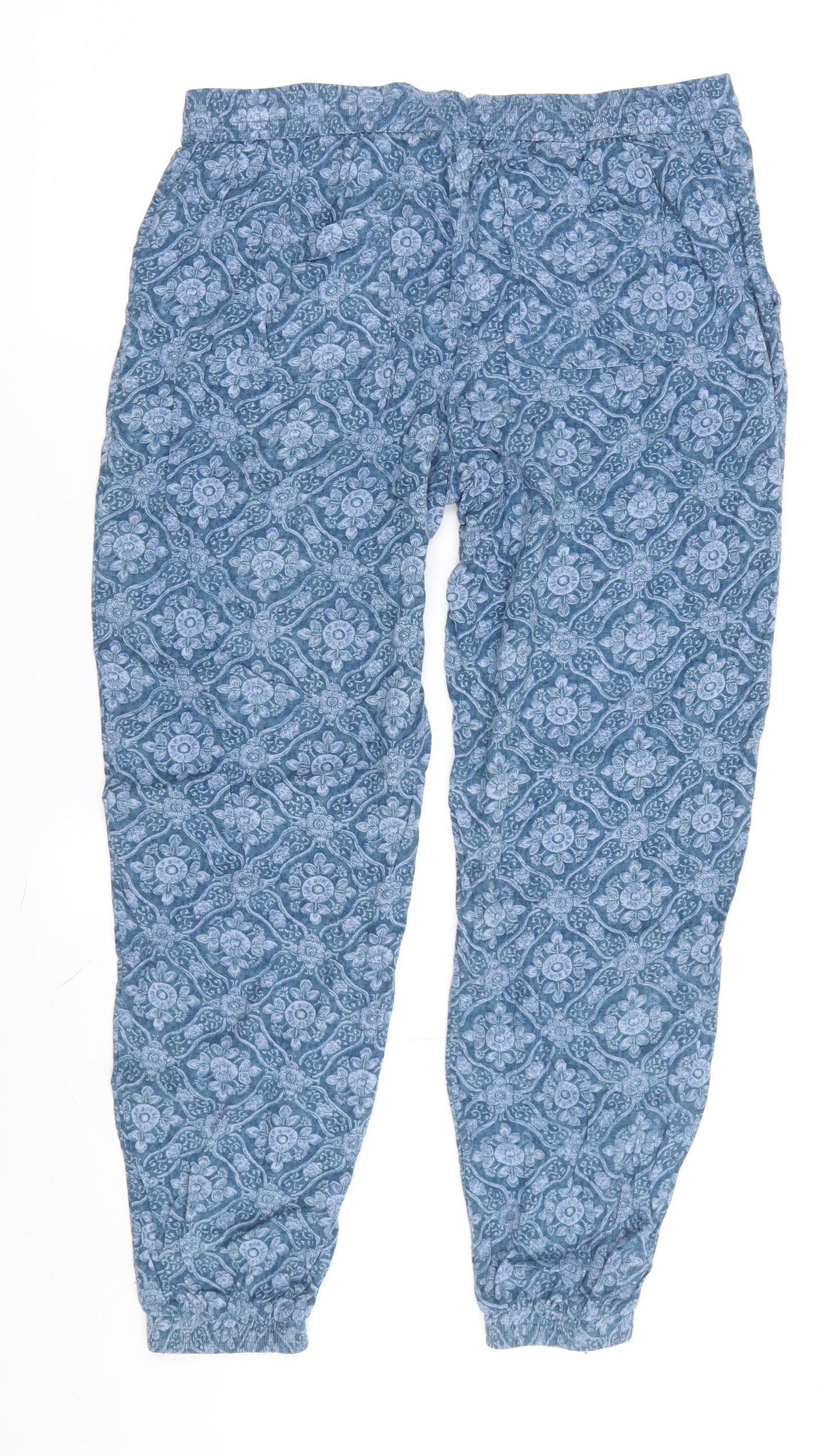 Fat Face Women's Blue Floral Jogger Trousers Size 10