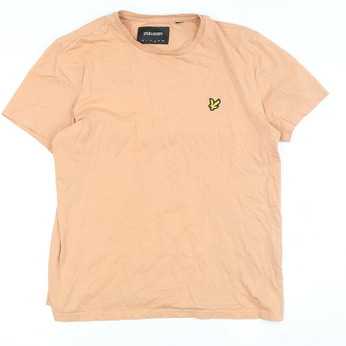 Lyle & Scott Men's Beige Cotton Logo T-Shirt Large