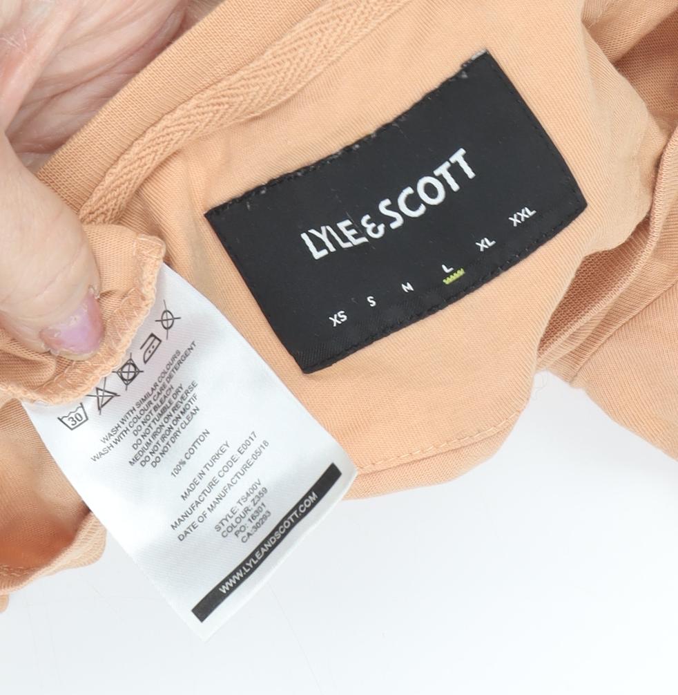 Lyle & Scott Men's Beige Cotton Logo T-Shirt Large
