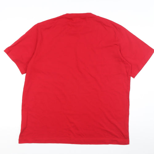 Lands' End Men's Red Cotton Crew Neck T-Shirt L