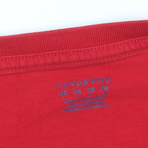 Lands' End Men's Red Cotton Crew Neck T-Shirt L