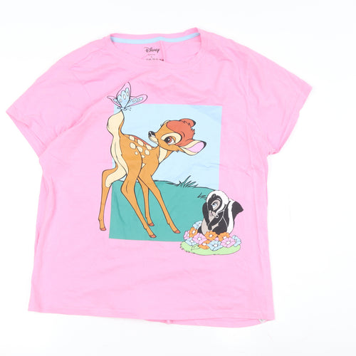 Disney Women's Pink Cartoon T-Shirt, Size L, Casual