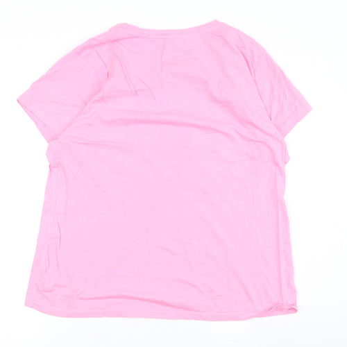 Disney Women's Pink Cartoon T-Shirt, Size L, Casual