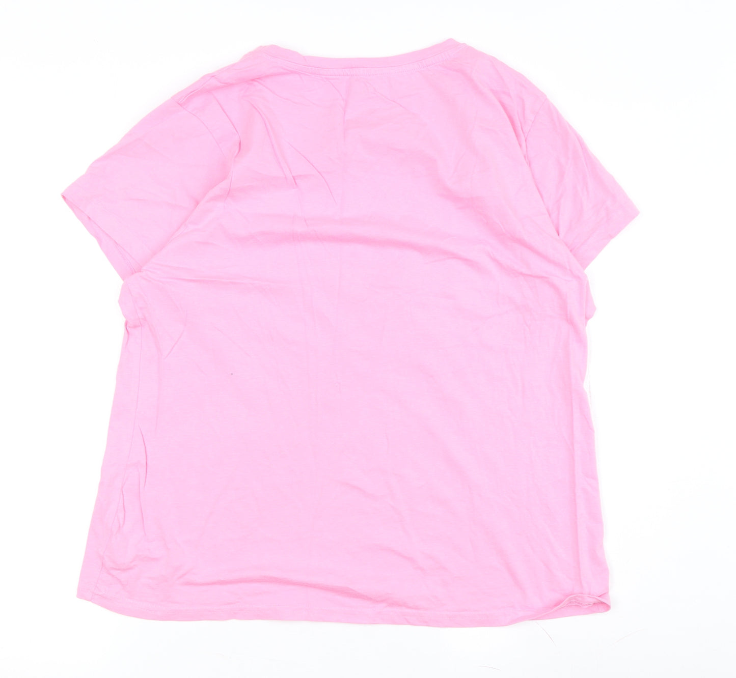 Disney Women's Pink Cartoon T-Shirt, Size L, Casual
