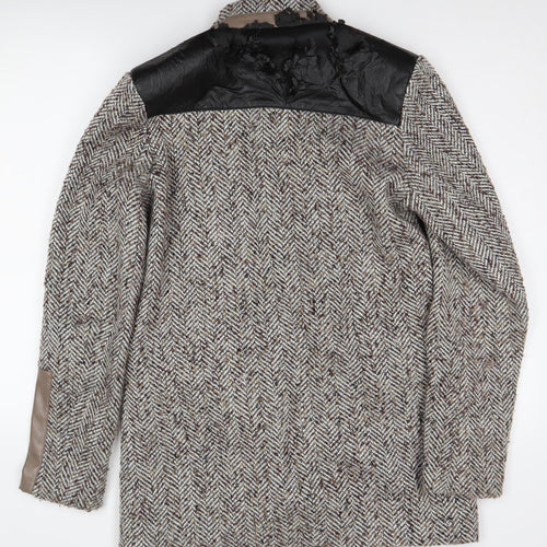 River Island Women's Grey Herringbone Long Blazer Coat Size 12