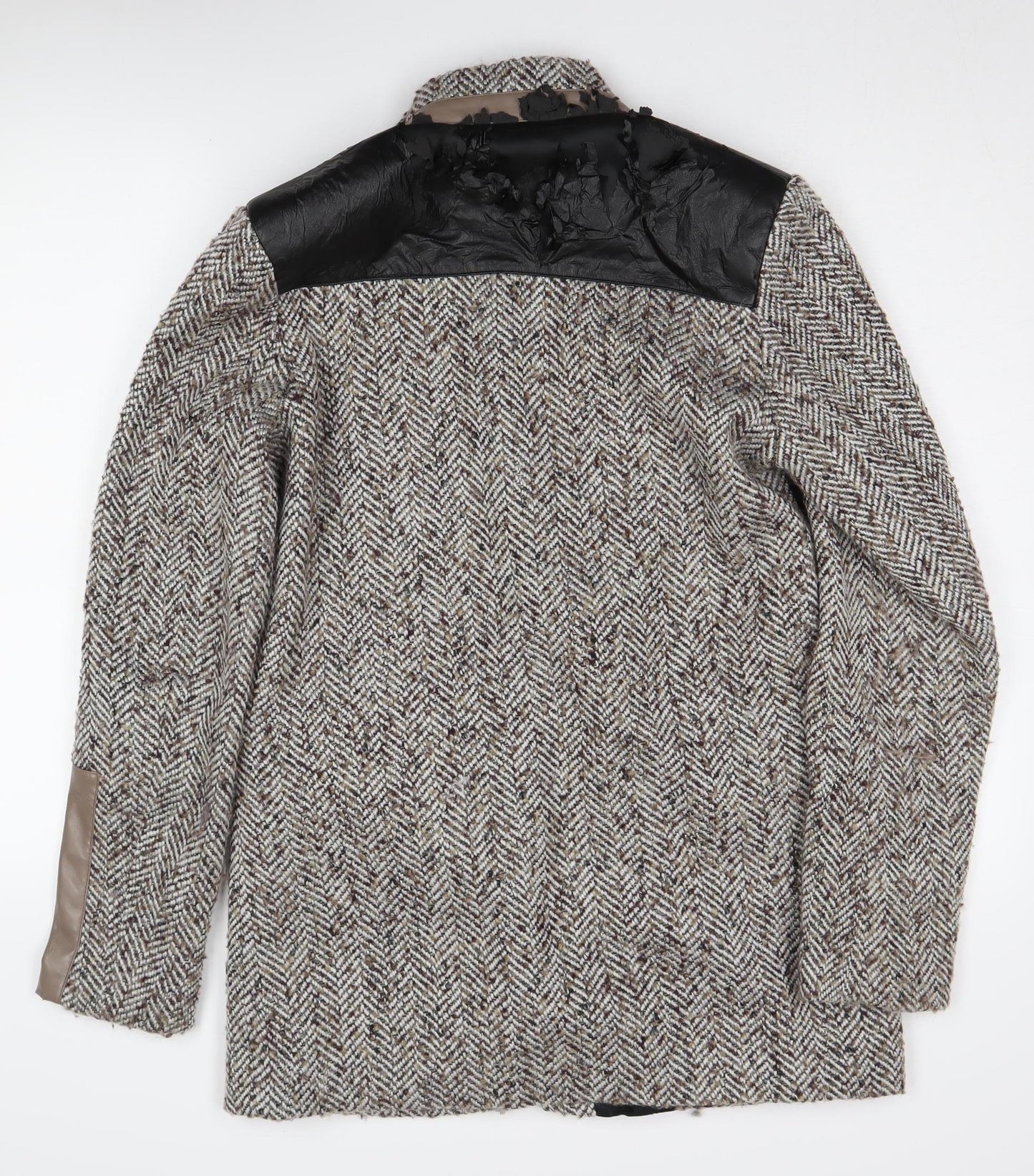 River Island Women's Grey Herringbone Long Blazer Coat Size 12