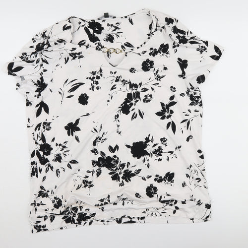 Bonmarché Women's White Floral T-Shirt Size 18