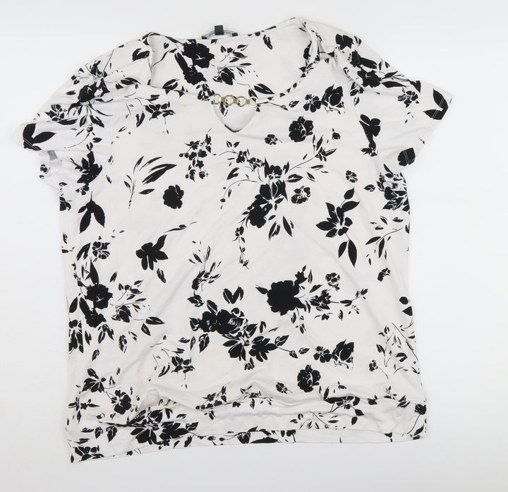 Bonmarché Women's White Floral T-Shirt Size 18