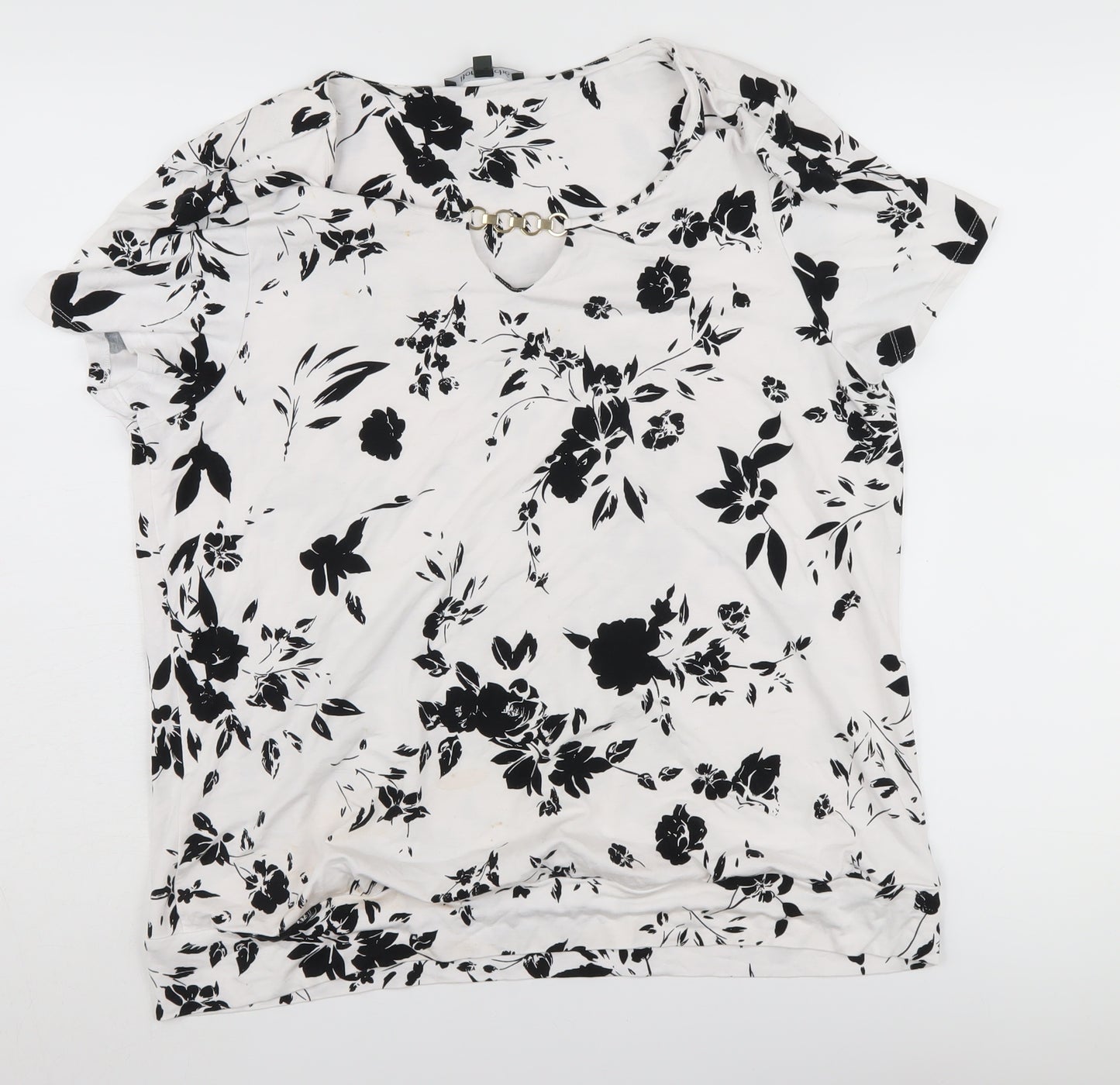 Bonmarché Women's White Floral T-Shirt Size 18