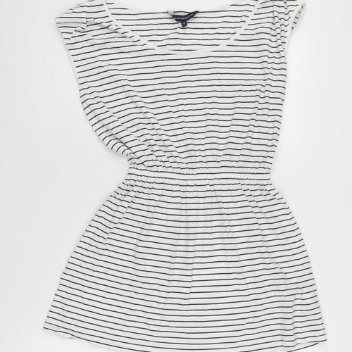 French Connection Women's White Striped Basic T-Shirt