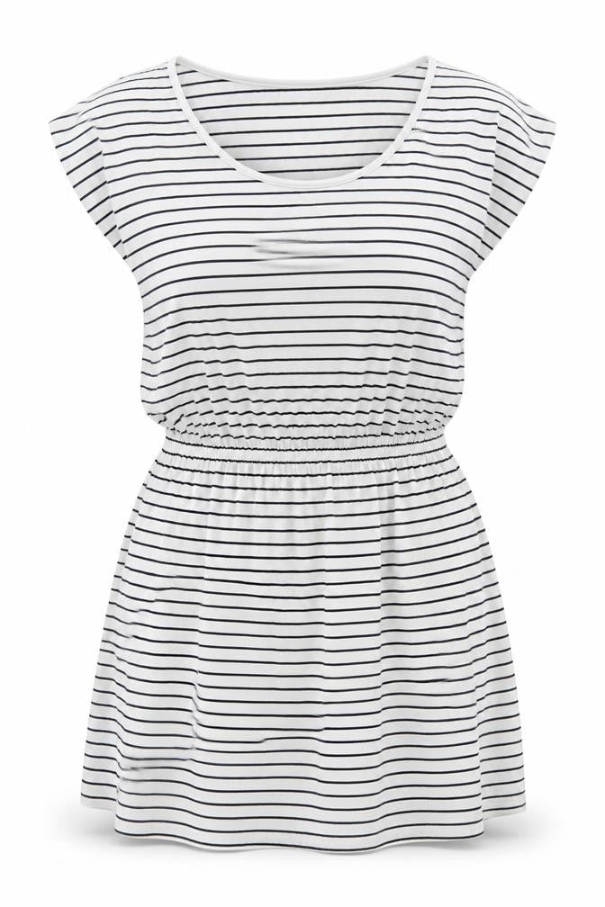 Front view of French Connection Women's White Striped Basic T-Shirt