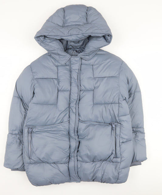 Zara Boys Blue Hooded Puffer Jacket 11-12 Years