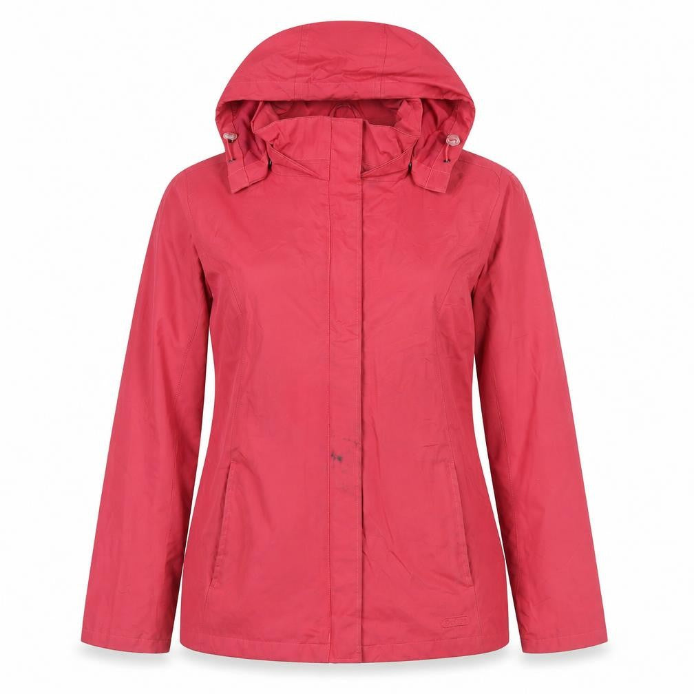 Front view of Peter Storm Women's Red Hooded Rain Coat, size 12