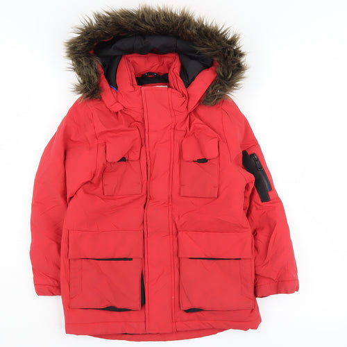 Marks and Spencer Boys Red Parka Jacket 5-6 Years, Hooded