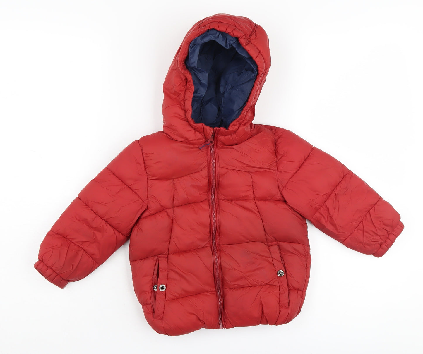 Zara Boys Red Puffer Jacket 3-4 Years Winter Hooded