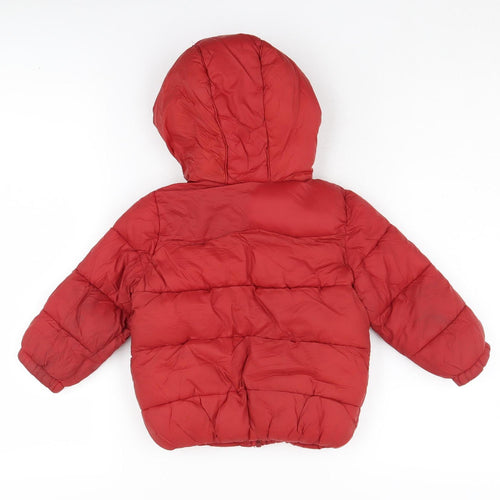 Zara Boys Red Puffer Jacket 3-4 Years Winter Hooded