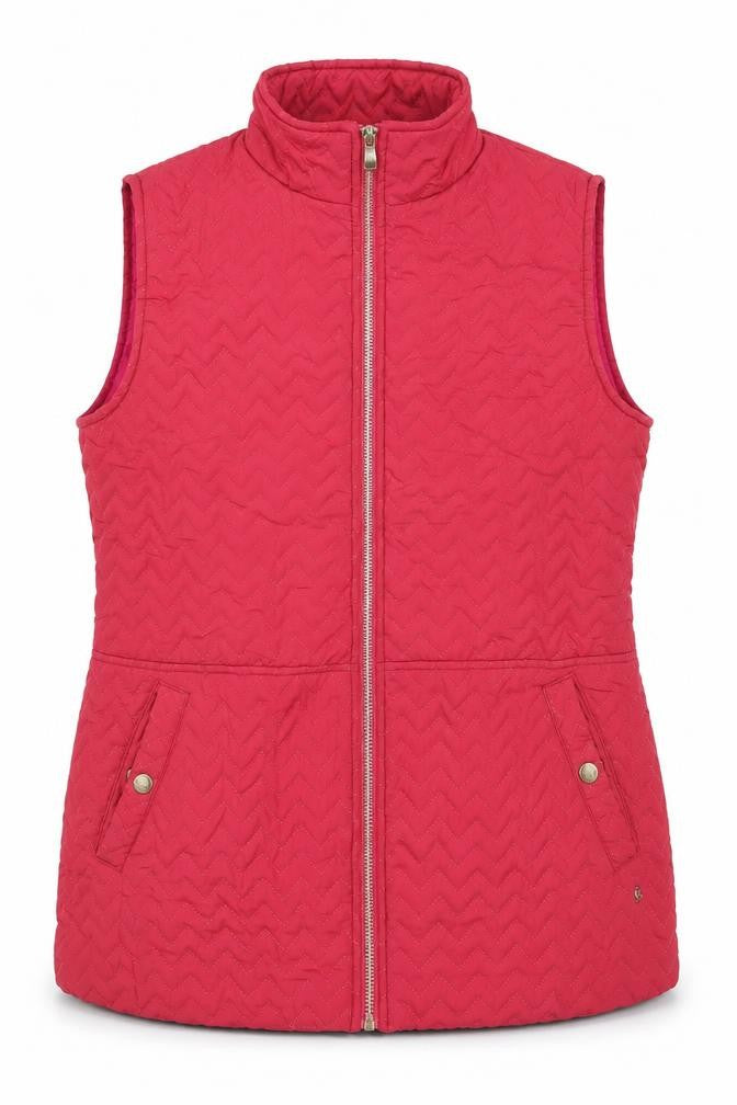 Front view of Jessica Graaf Women's Red Quilted Waistcoat, size S
