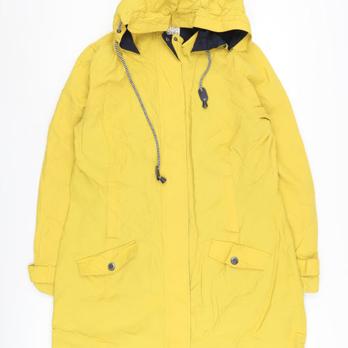 Maine Women's Yellow Long Hooded Parka Coat Size 14