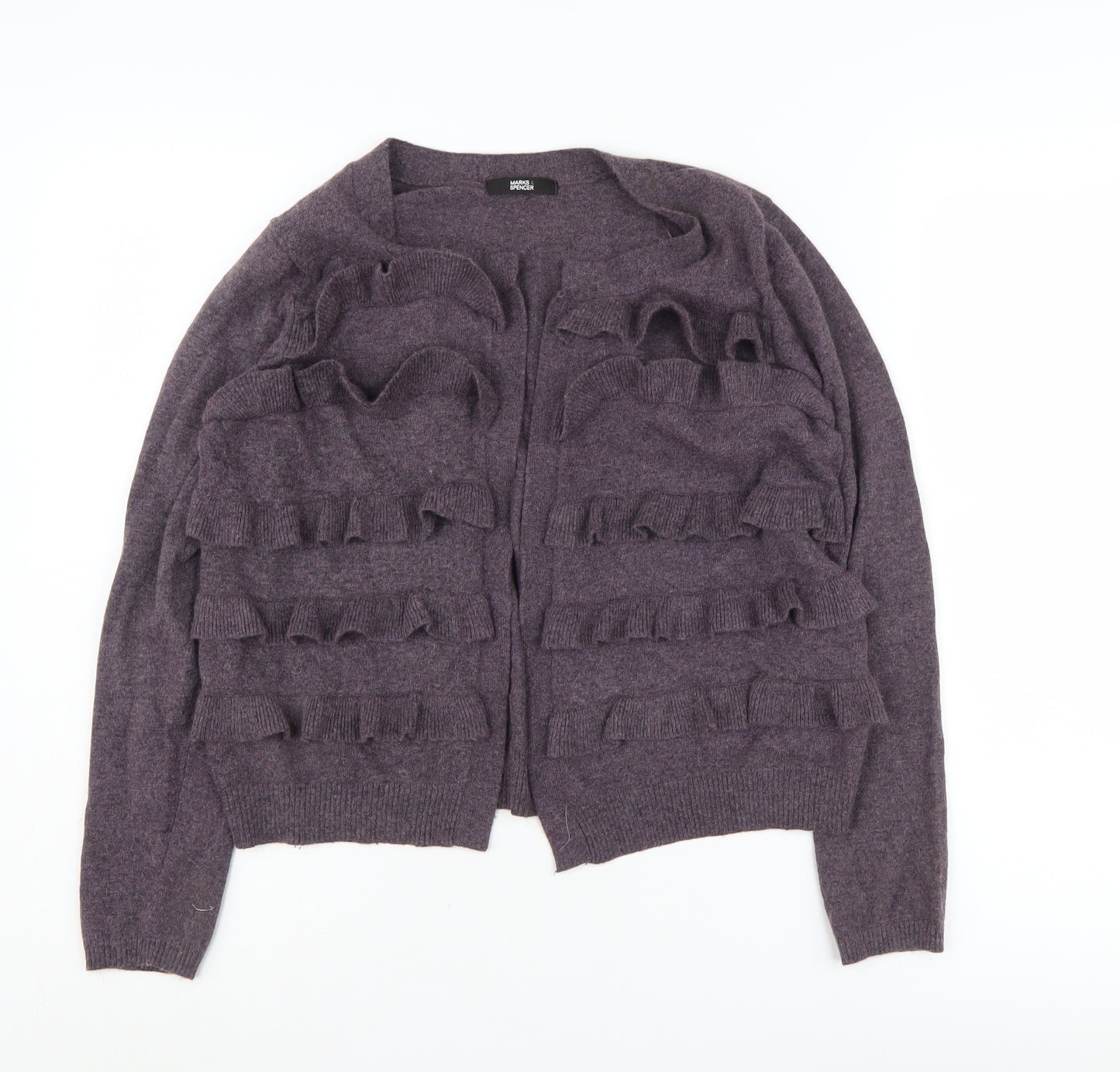 Marks and Spencer Women's Purple Ruffle Cardigan, Size 16