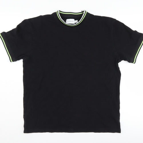 Topman Men's Black Crew Neck Cotton T-Shirt S