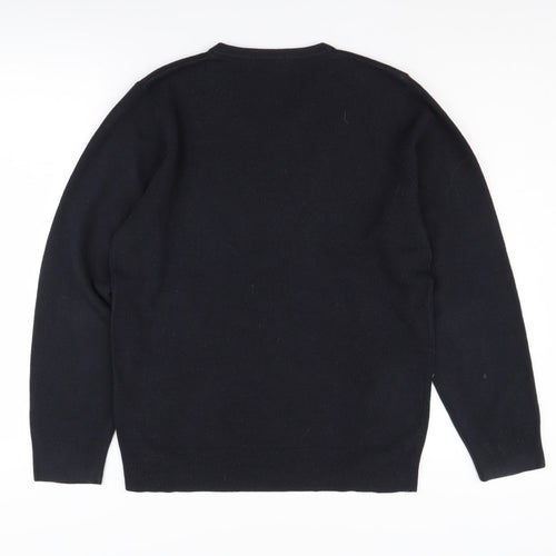 Marks and Spencer Men's Black V-Neck Jumper, Size S