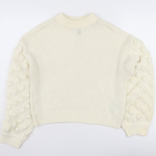 H&M Women's White Chunky-Knit Jumper, Size S