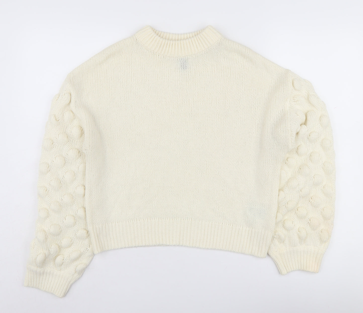 H&M Women's White Chunky-Knit Jumper, Size S