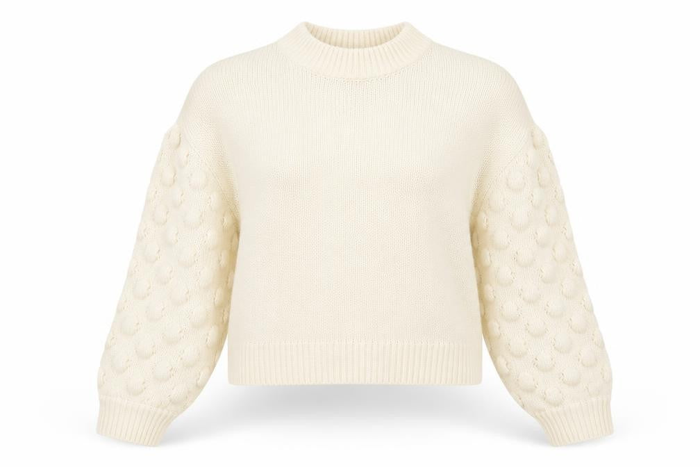 Front view of H&M Women's White Chunky-Knit Jumper, size S