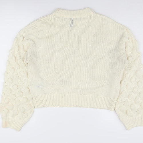 H&M Women's White Chunky-Knit Jumper, Size S