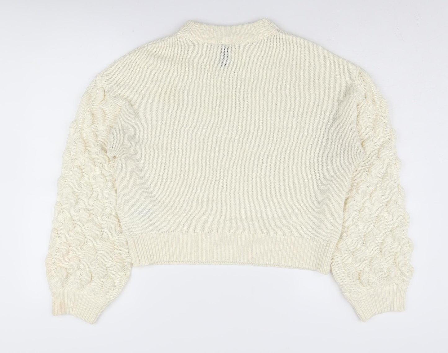 H&M Women's White Chunky-Knit Jumper, Size S
